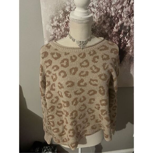 Pink rose large long sleeve soft sweater animal print Leppard cheetah - Picture 1 of 3
